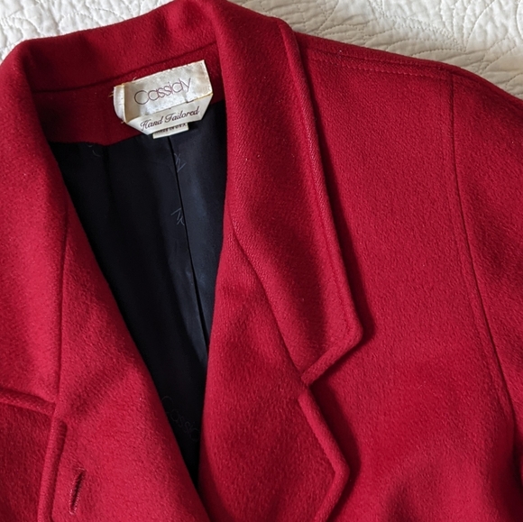 CASSIDY Vtg Wool Double Breasted Pea Coat Red 8 - Picture 3 of 6